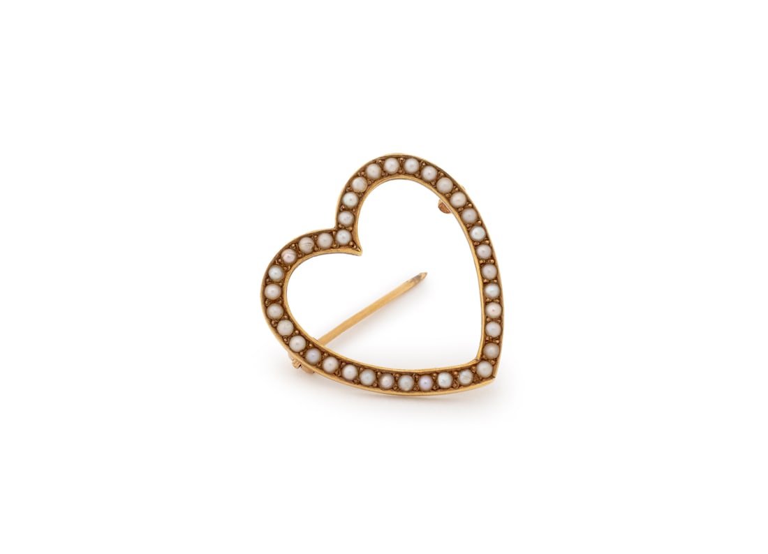 Black Starr & Frost Seed Pearl Heart Form Brooch (1 of 6)