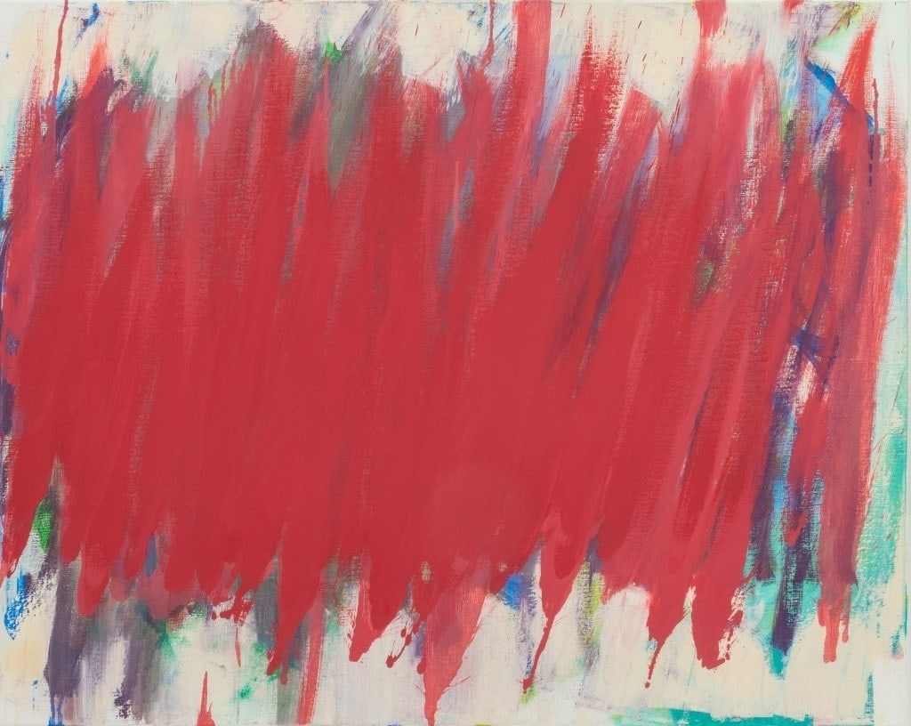 Robert O'Meara Abstract Composition Oil on Canvas: Robert O'Meara (American, 1957-2024), Abstract Composition, Oil on Canvas, pink over white and turquoise, apparently unsigned, unframed. 20" H x 30" W. Provenance: From a 333 East 75th Street Estate. 