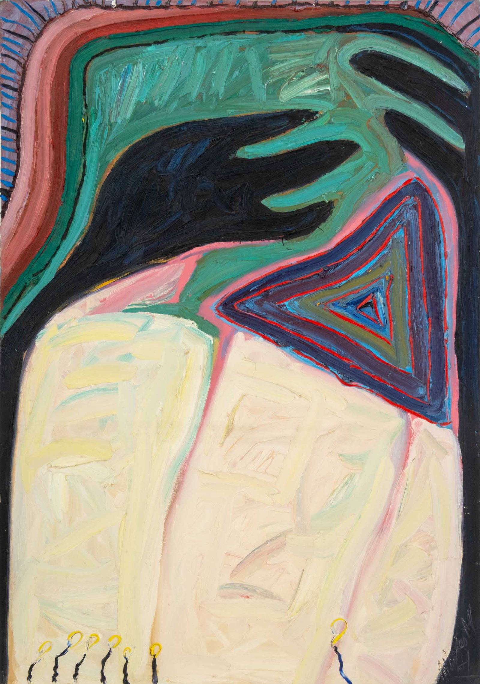 Illegibly Signed Abstraction Oil on Canvas (1 of 9)