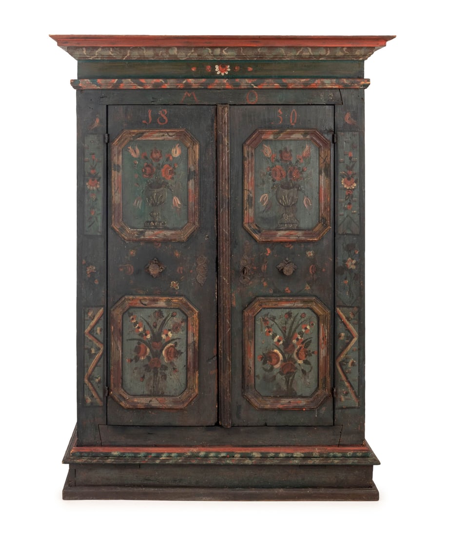 North Italian Alpine Green Painted Armoire, 1830 (1 of 13)