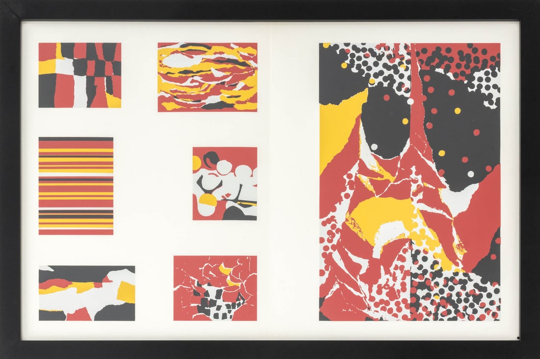 Josef Albers "Interaction of Color Plate XVIII-11": Josef Albers (German/American, 1888-1976), "The Interaction of Color Plate XVIII-11", Screenprint in Colors on Paper, 1973, published Josef Keller Verlag Starnberg, black frame. Image: 12.5" H x