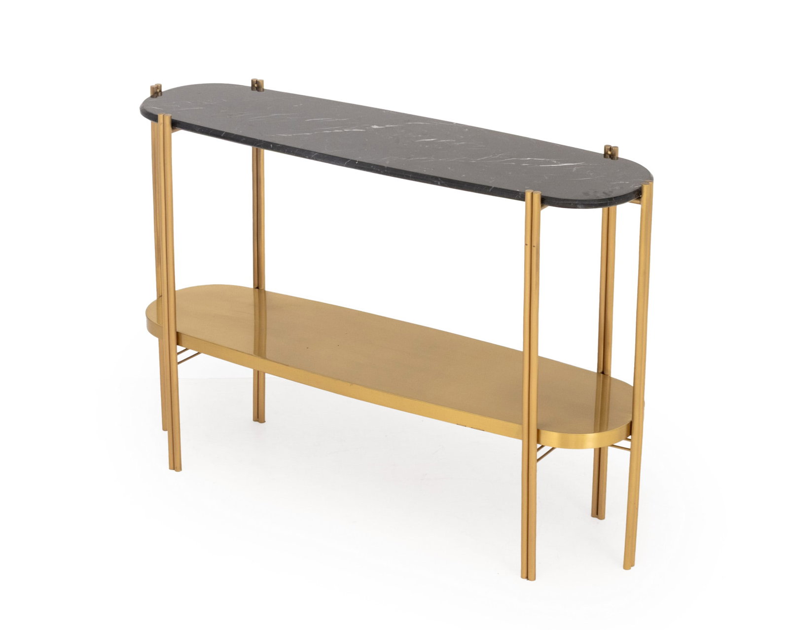 Luxxu Marble Top Two-Tier Brass "Craig" Table (1 of 8)