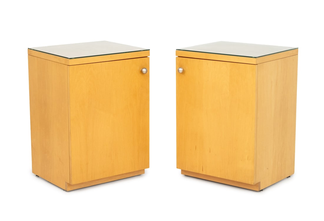 Art Deco Style Blonde Wood Cabinets, Pair (1 of 9)
