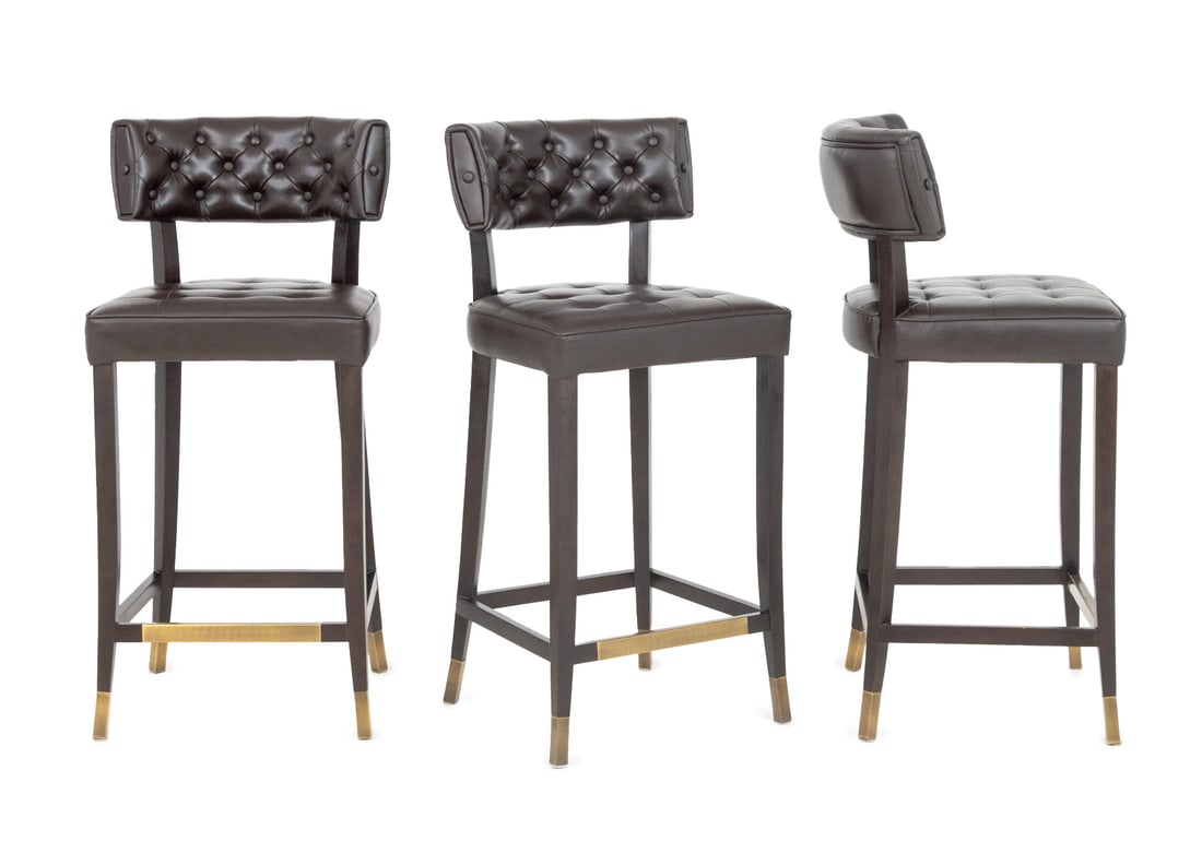 Brabbu Chocolate Leather Bar Stools, 3 (1 of 9)