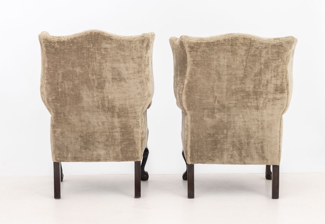 George III Style Upholstered Wingback Armchairs, 2 - 4