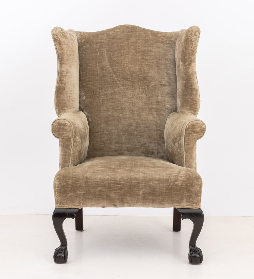 George III Style Upholstered Wingback Armchairs, 2 - 5