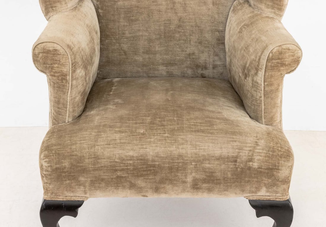 George III Style Upholstered Wingback Armchairs, 2 - 7