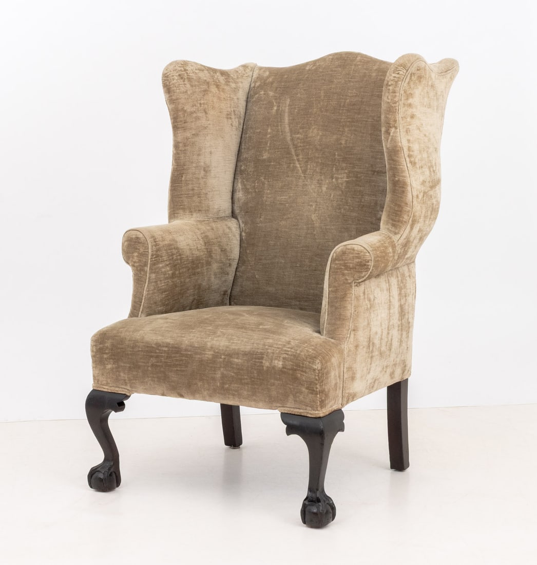 George III Style Upholstered Wingback Armchairs, 2 - 8