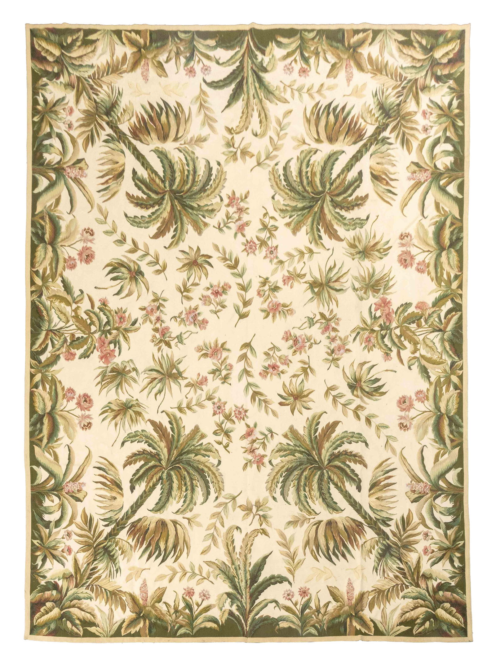 Palm Tree Motif Needlepoint Carpet, 14' x 10' 8.5" (1 of 9)