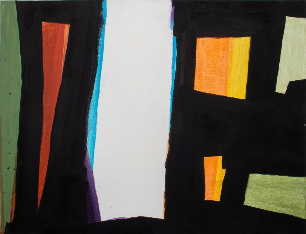 Domenick Capobianco Abstraction Oil on Canvas: Domenick Capobianco (American, b. 1928), Abstract Expressionist Composition, Oil on Canvas, apparently unsigned, "Studio Domenick Capobianco" stamps verso, unframed. 30.75" H x 40" W. Provenance: Prop