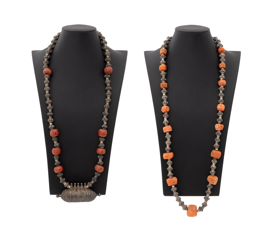 Yemeni Silver and Red Coral Necklaces, 2 (1 of 10)