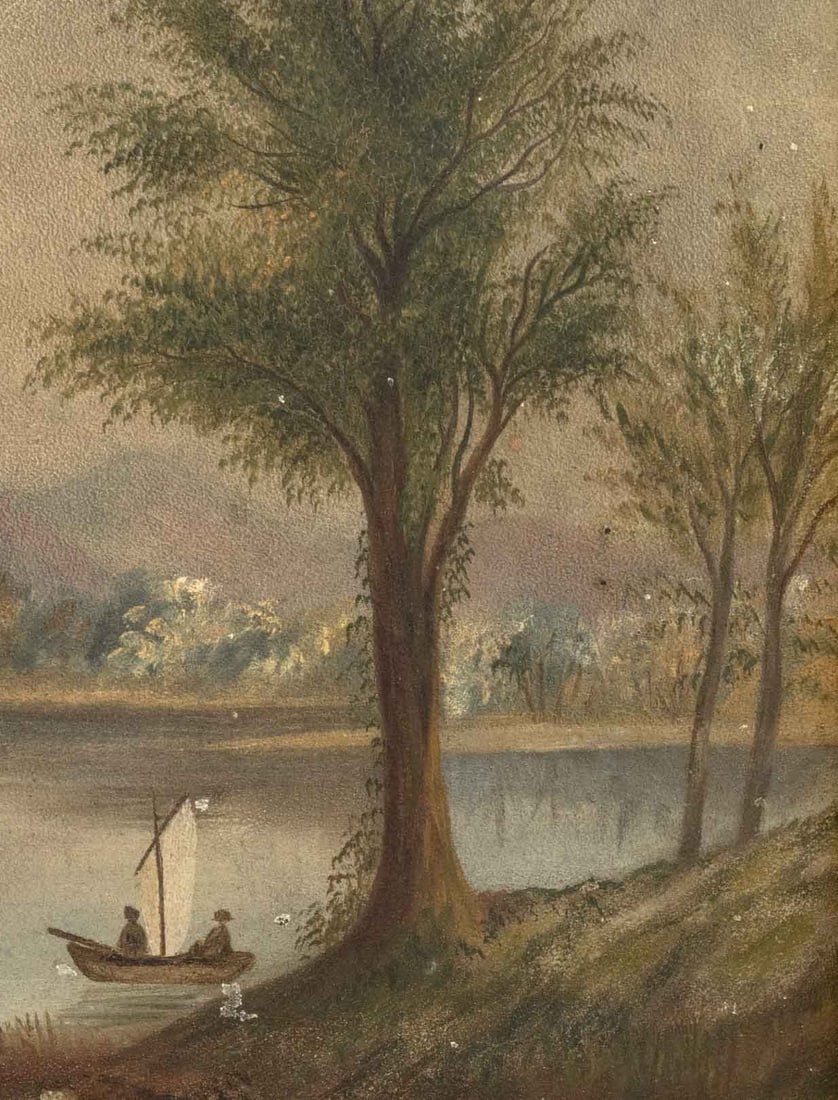 American School River Landscape Scene Oil, 1898 - 3