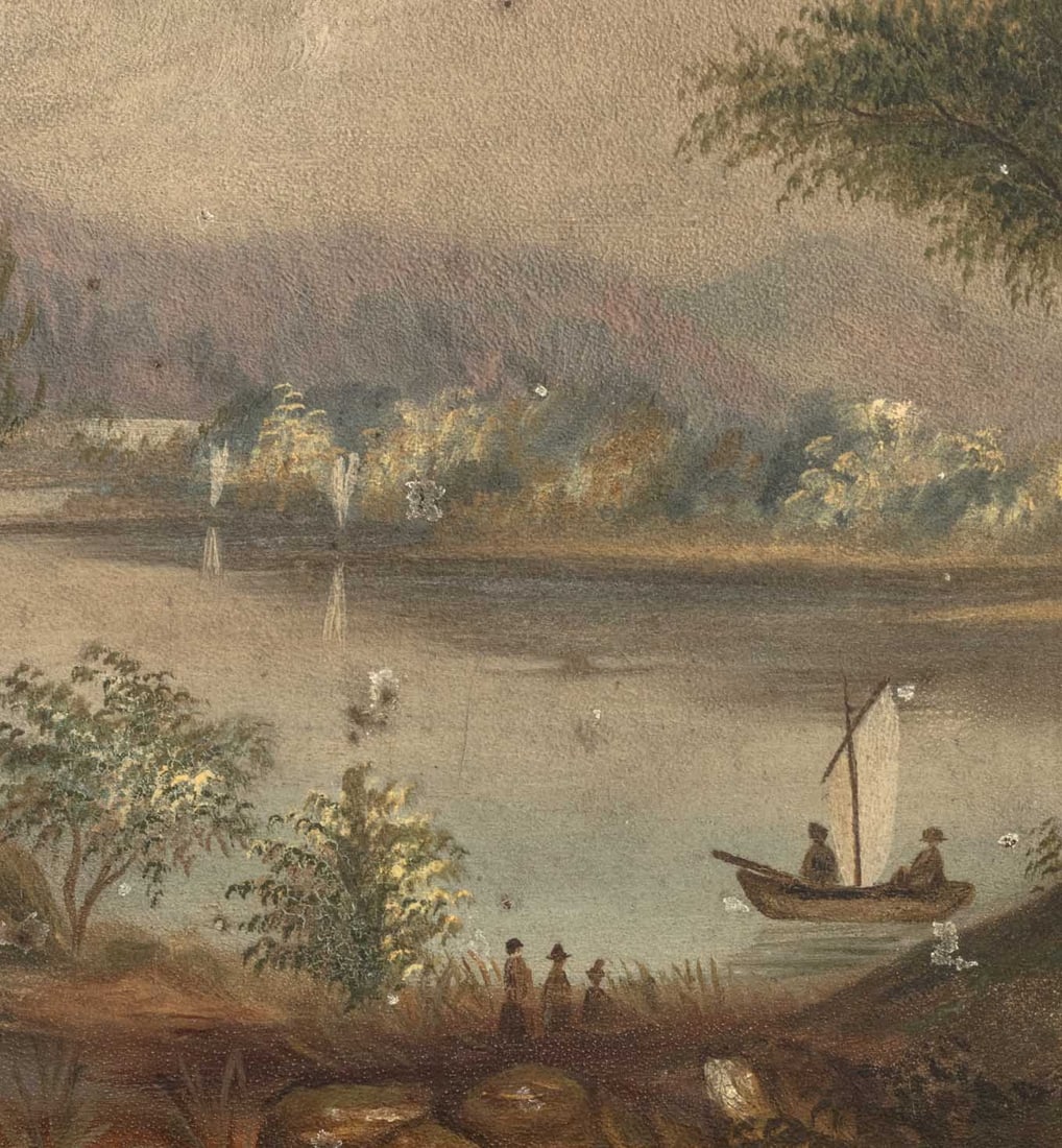 American School River Landscape Scene Oil, 1898 - 4