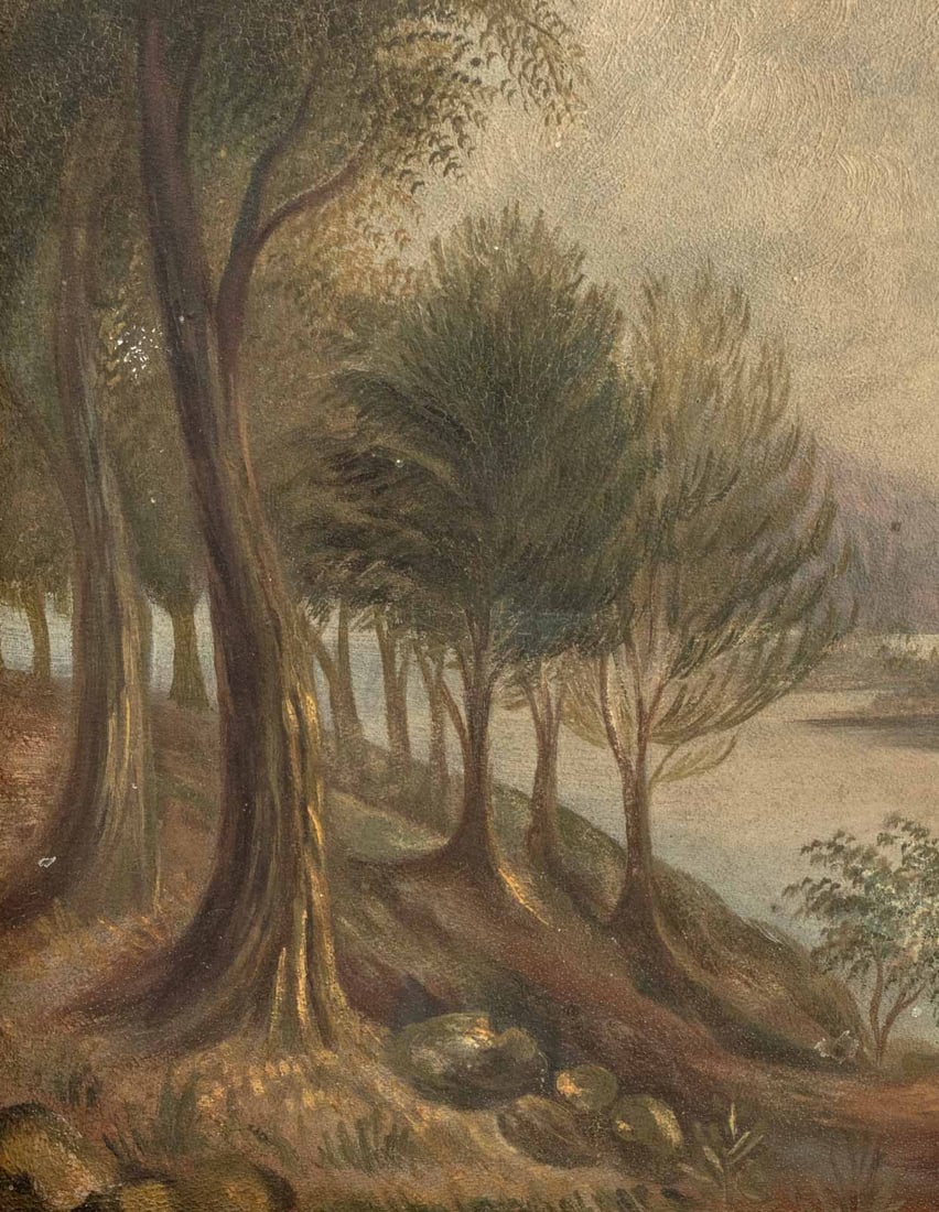 American School River Landscape Scene Oil, 1898 - 5