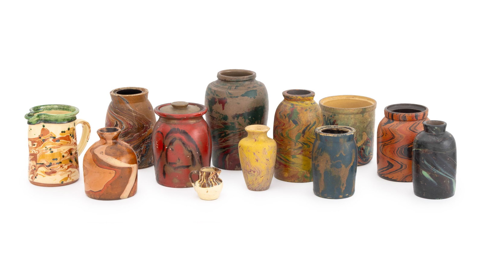 American Marbleized Glazed Pottery Vessels, 12 (1 of 17)