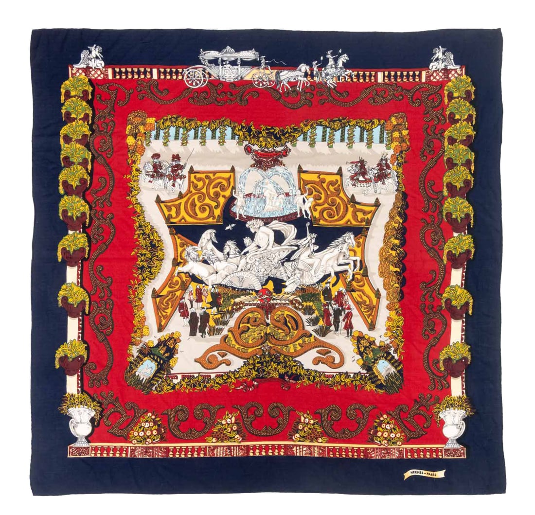 Hermes "Le Paradis du Roy" Silk Cashmere Scarf (1 of 11)