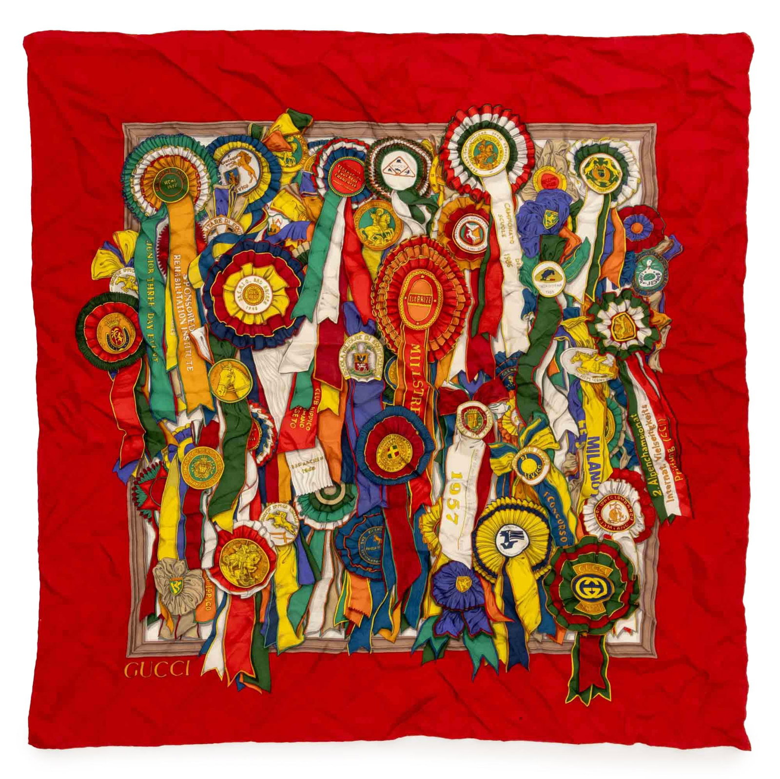 Gucci Equestrian Prize Ribbons Pattern Silk Scarf (1 of 7)