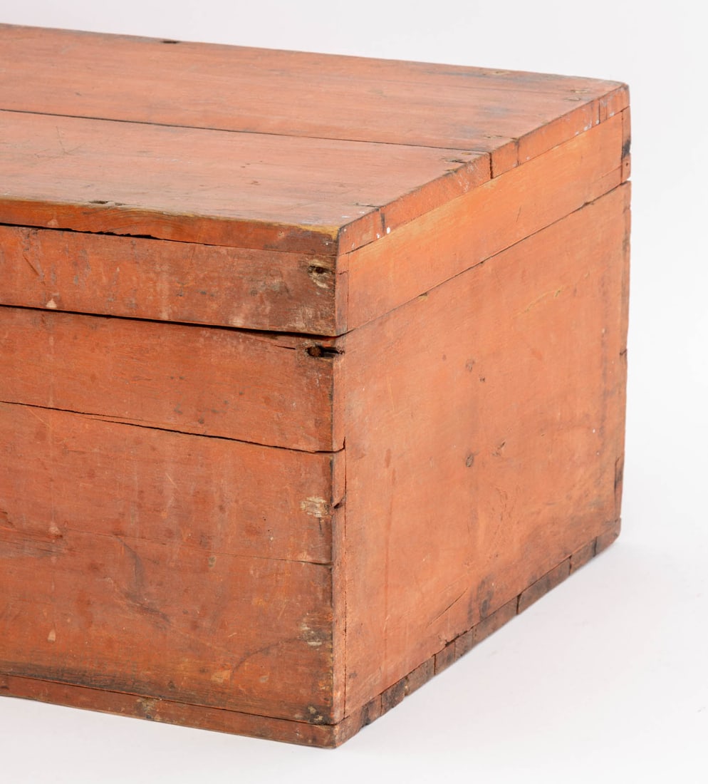 American Red Painted Pine Hinged Box - 7
