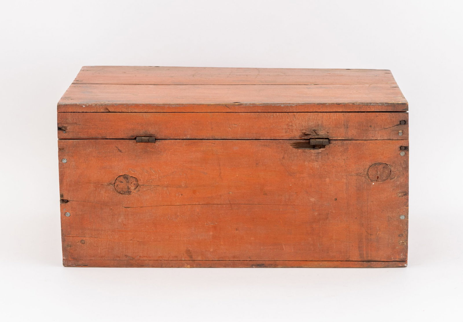American Red Painted Pine Hinged Box - 9
