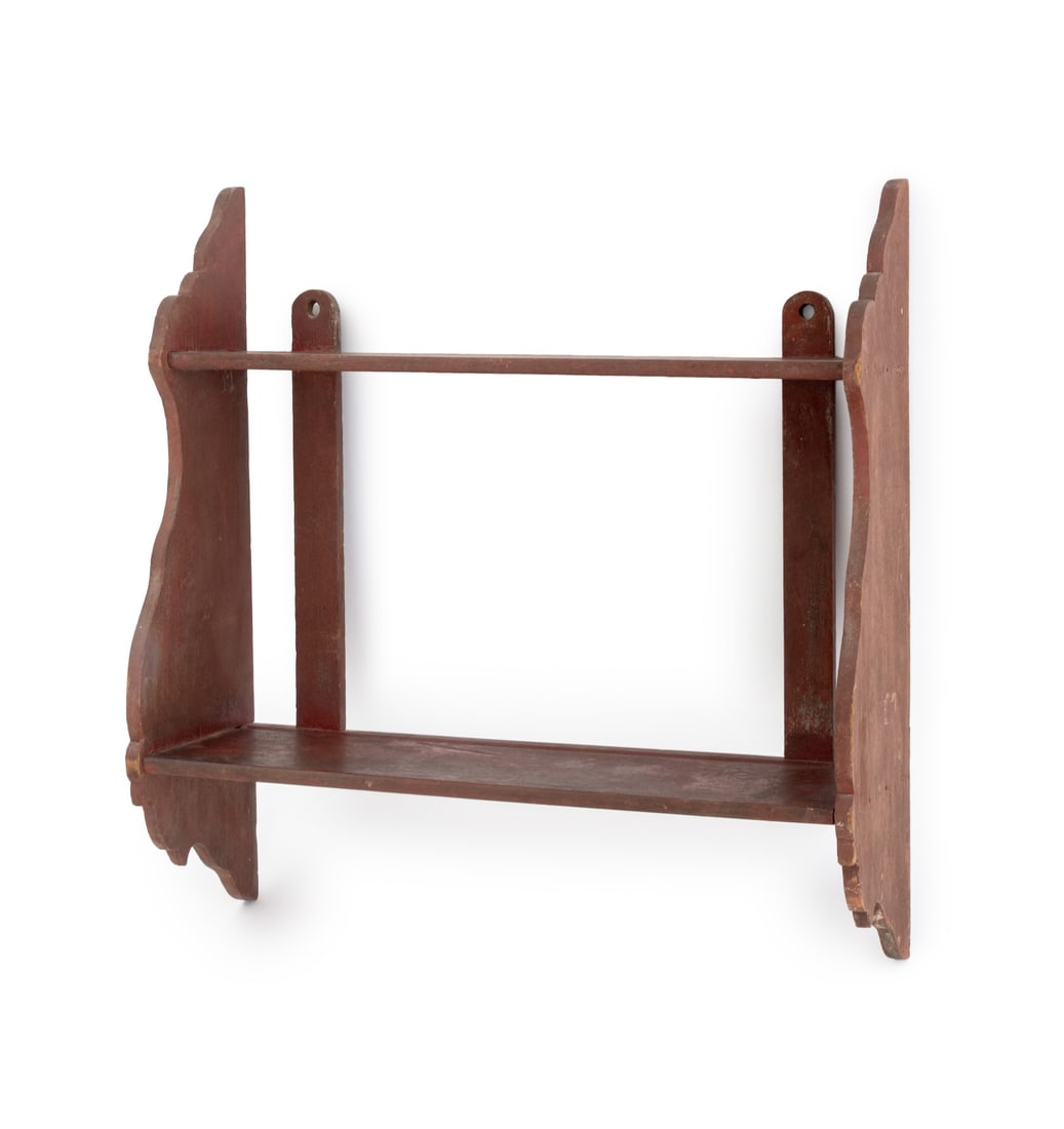 American Red Painted Wood Wall Shelf (1 of 9)