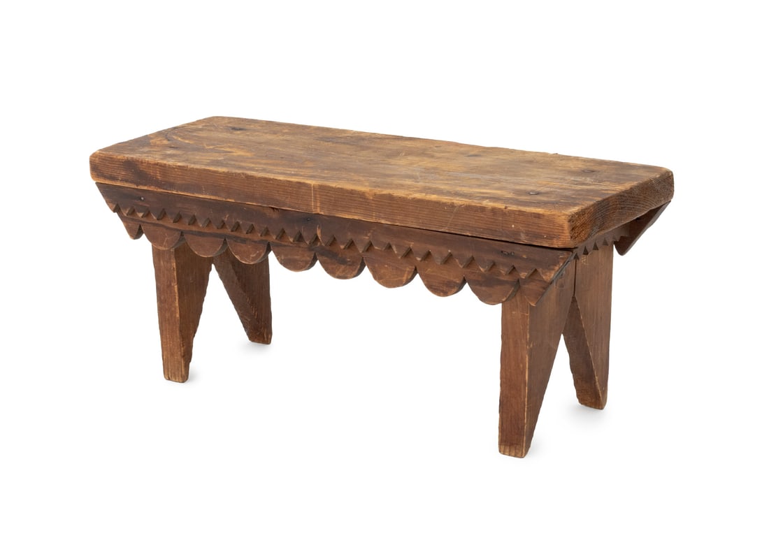 American Tramp Art Carved Wood Stool (1 of 8)