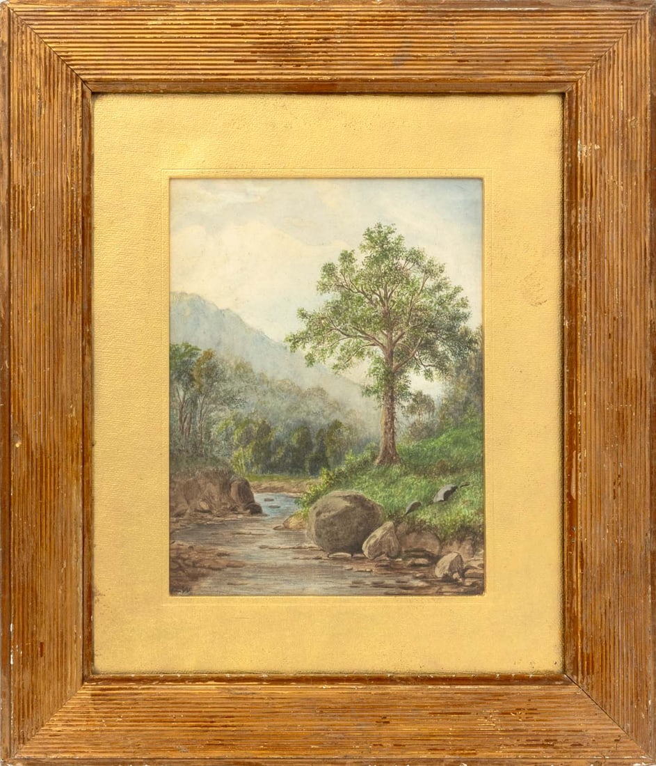 American School River Landscape Watercolor (1 of 7)