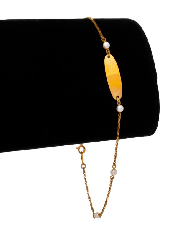 American Pearl and Yellow Gold Tin Cup Bracelet (1 of 4)