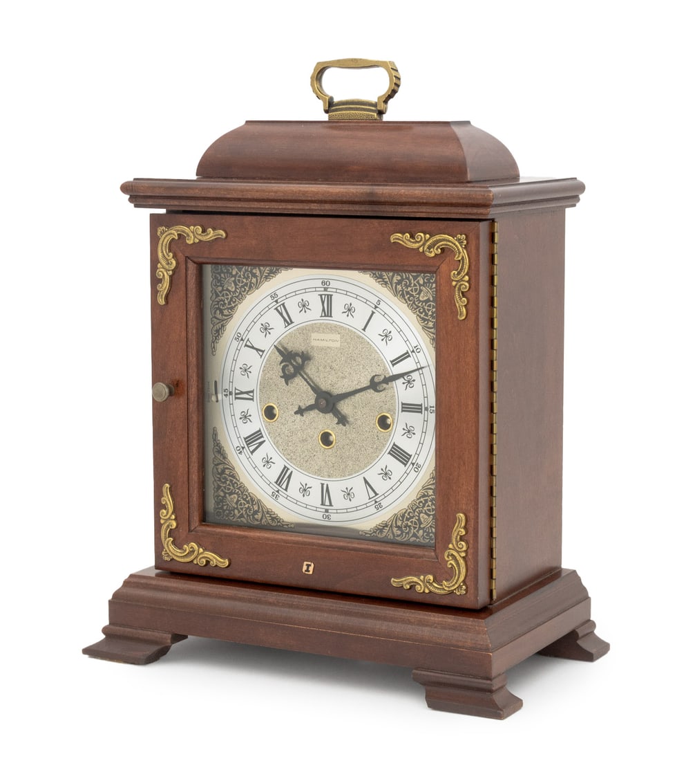 Hamilton Brass Mounted Walnut Mantel Clock (1 of 12)