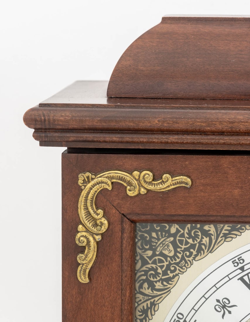Hamilton Brass Mounted Walnut Mantel Clock - 7
