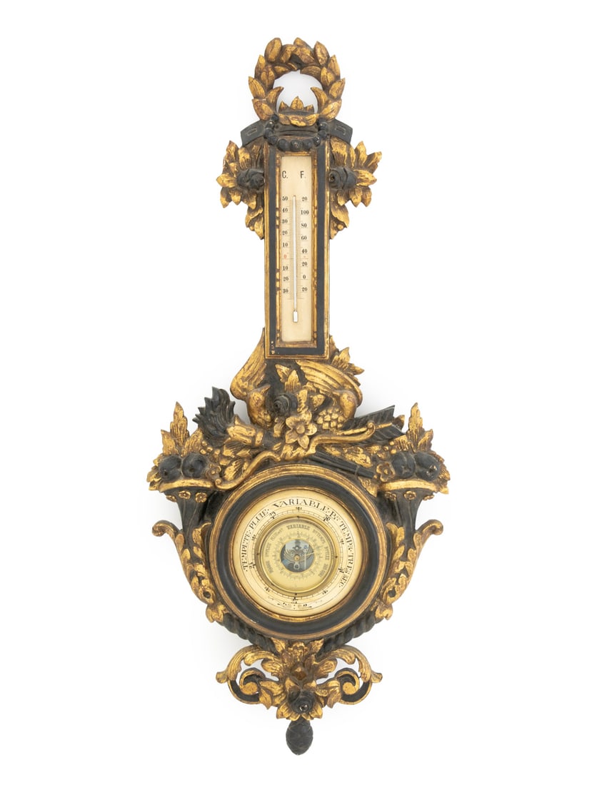 Italian Baroque Style Ebonized & Gilt Barometer (1 of 11)