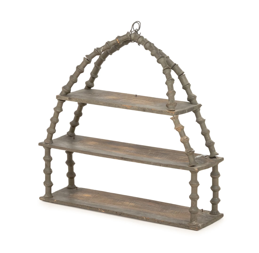 American Folk Art Three-Tier Spool Shelf, ca. 1900 (1 of 7)