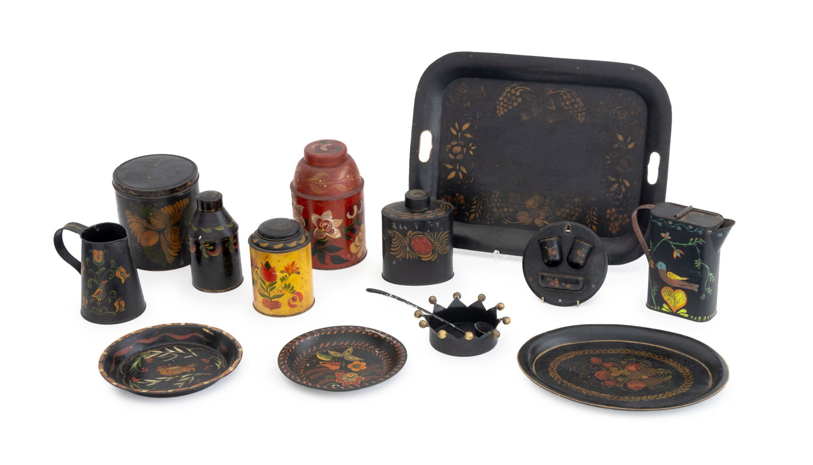 Pennsylvania Dutch Painted Toleware, 11 Pcs. (1 of 16)