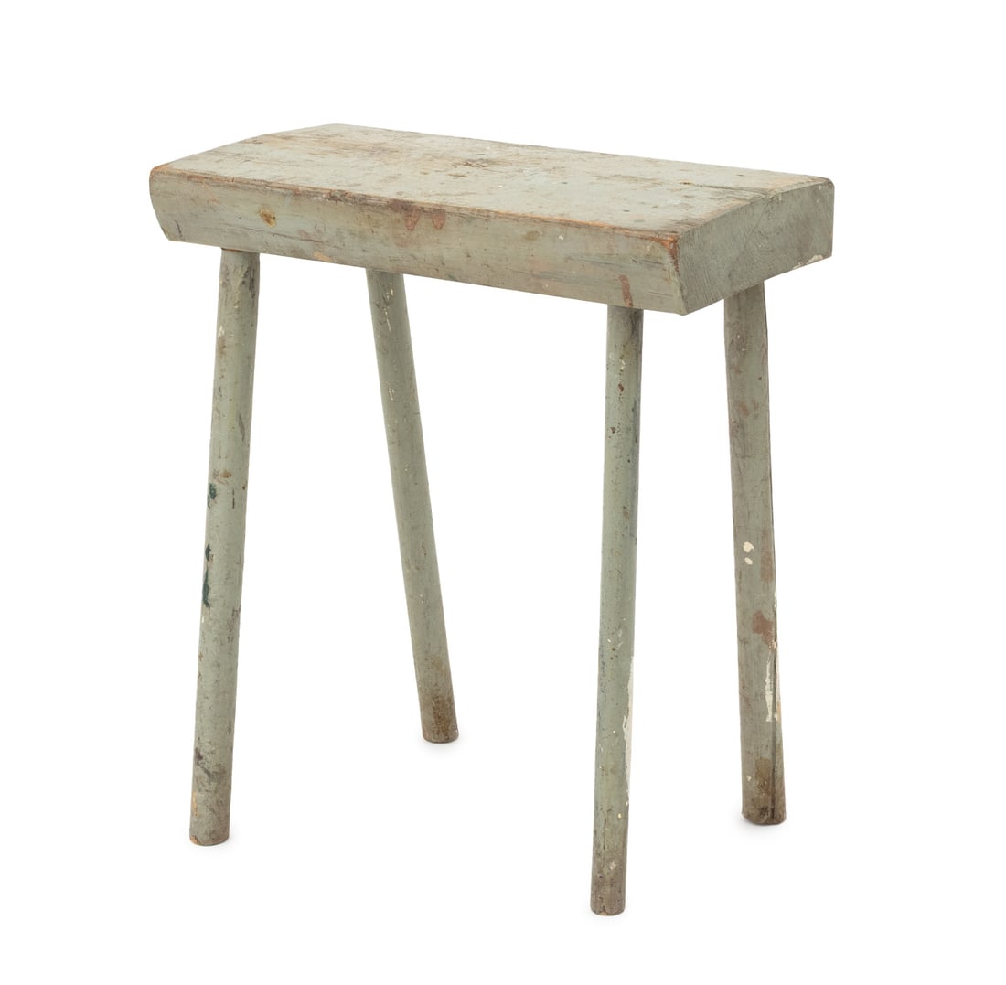 American Folk Art Blue Painted Wood Stool (1 of 6)