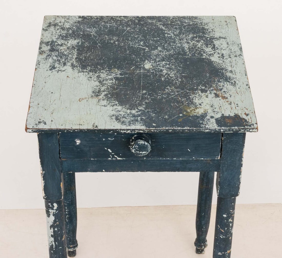 American Blue Painted Side Table - 4