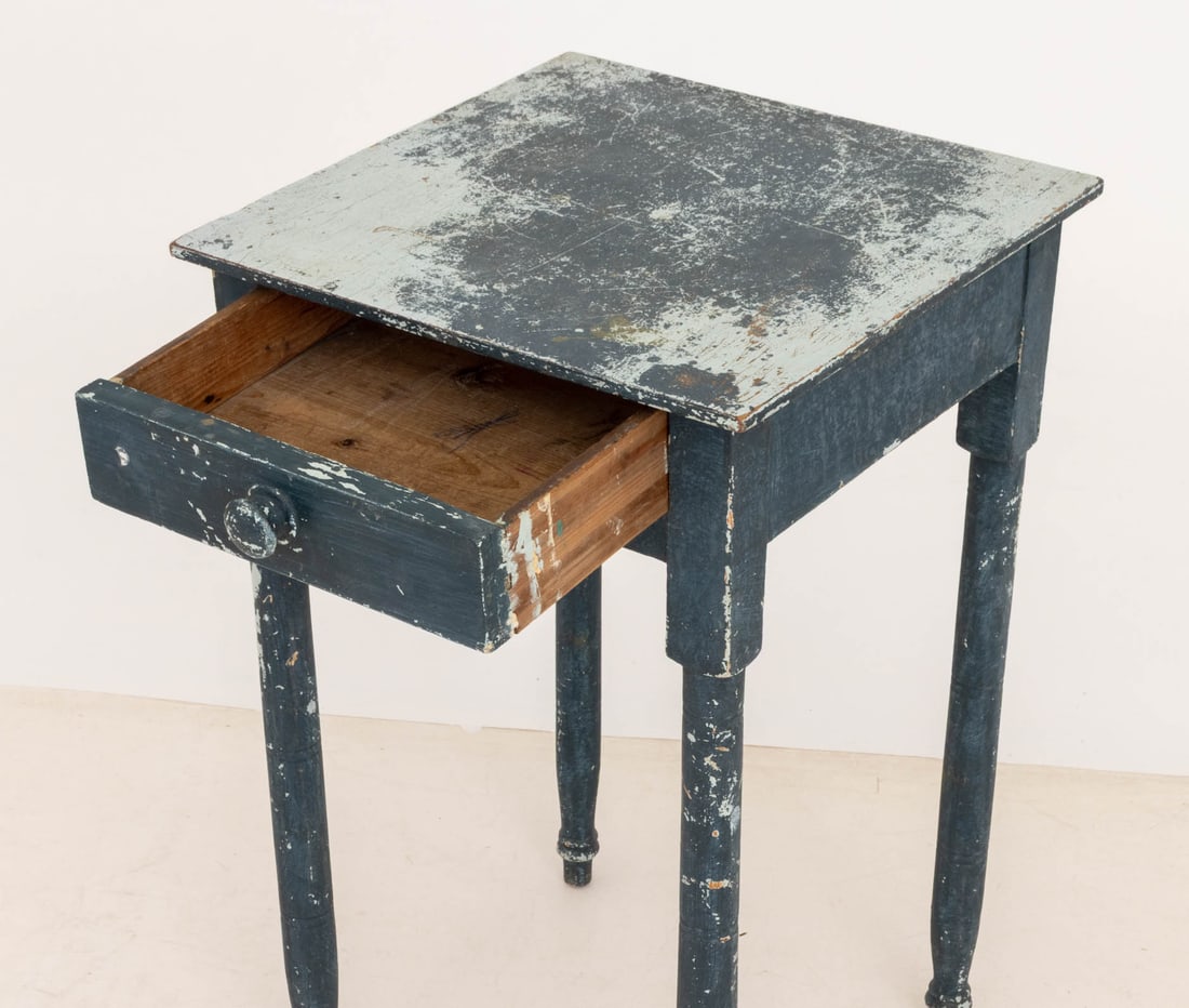 American Blue Painted Side Table - 6
