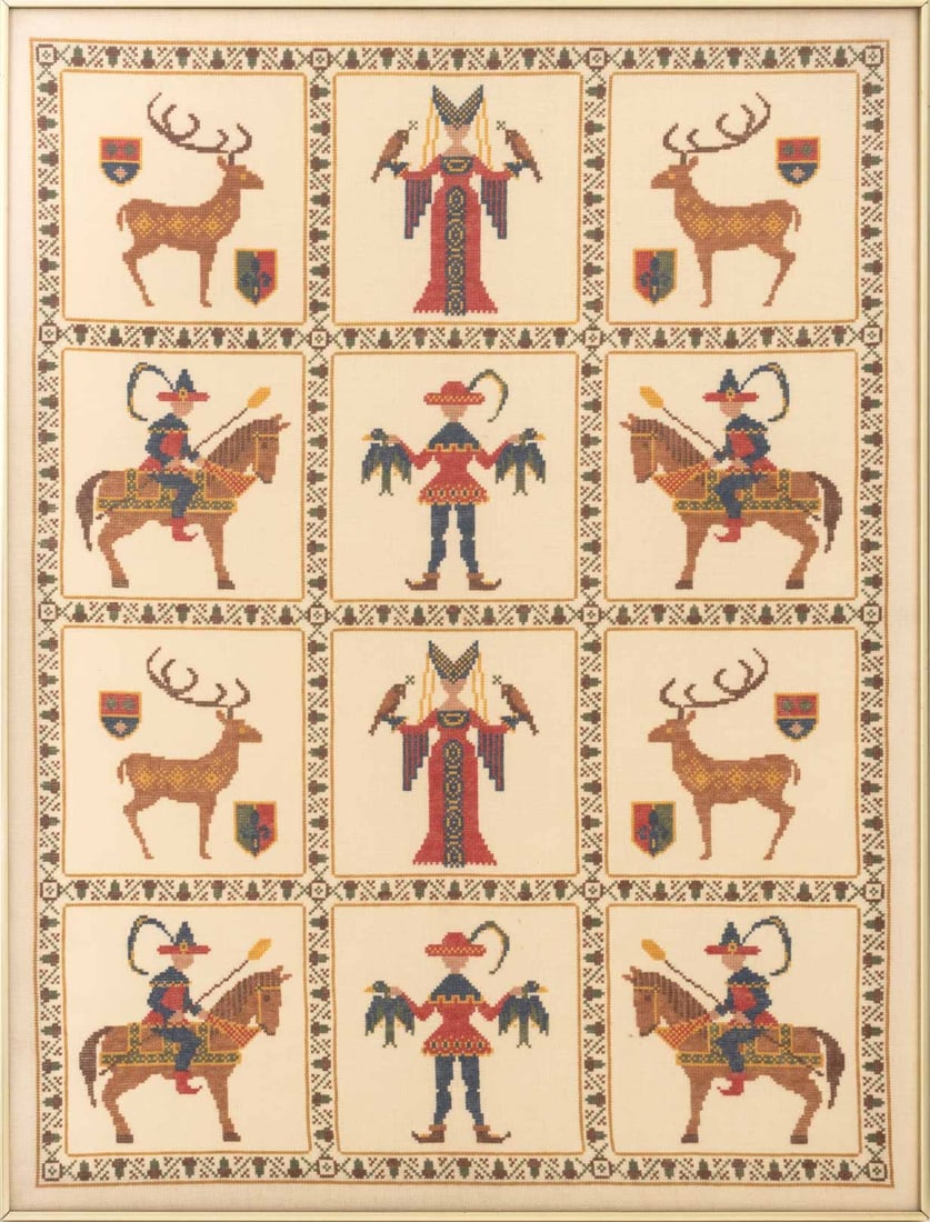 Medieval Revival Needlework Tapestry (1 of 8)