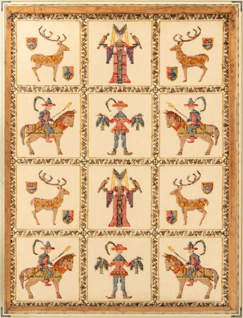 Medieval Revival Needlework Tapestry - 8