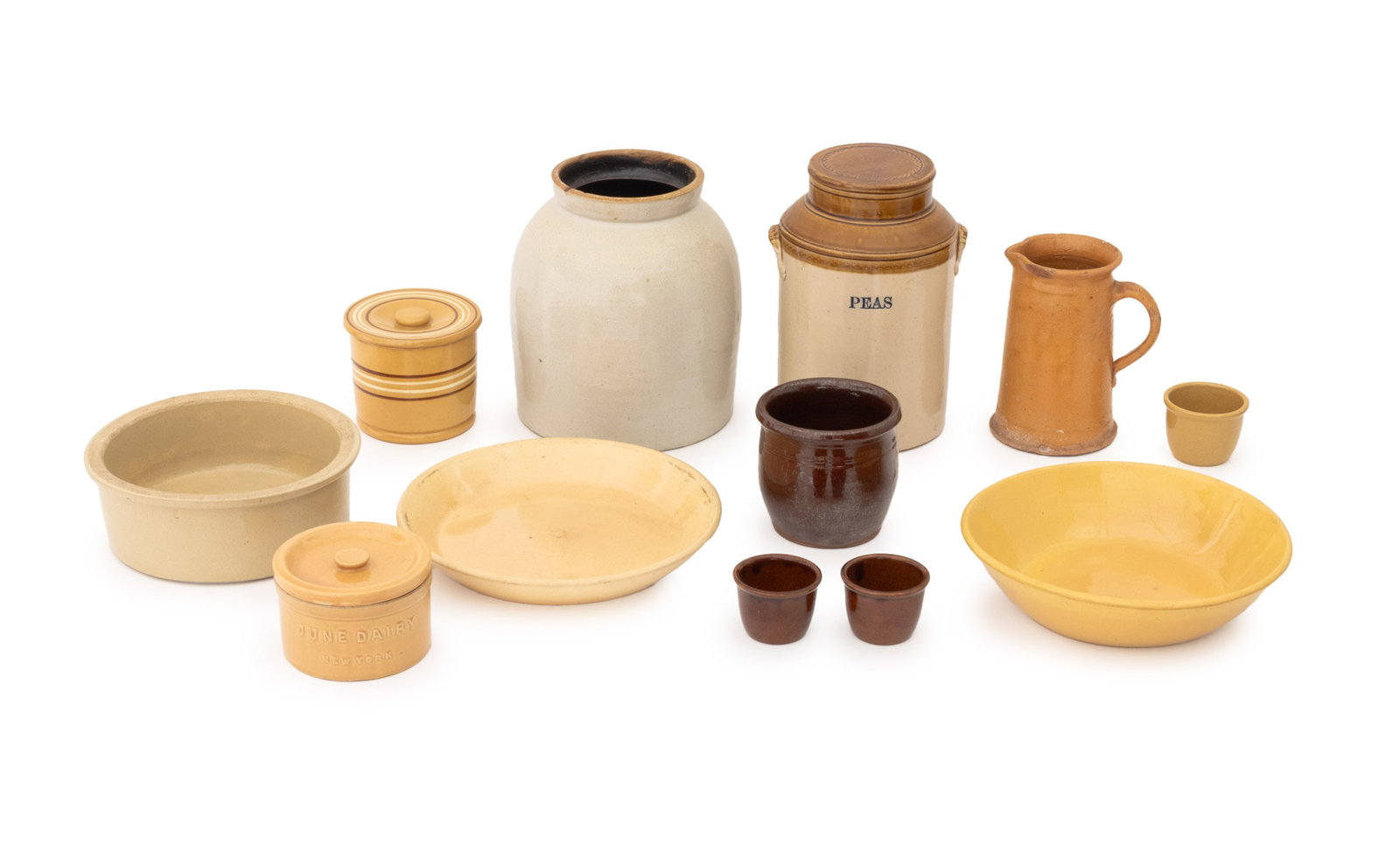 Collection of Yellowware and Stoneware Vessels, 12 (1 of 14)