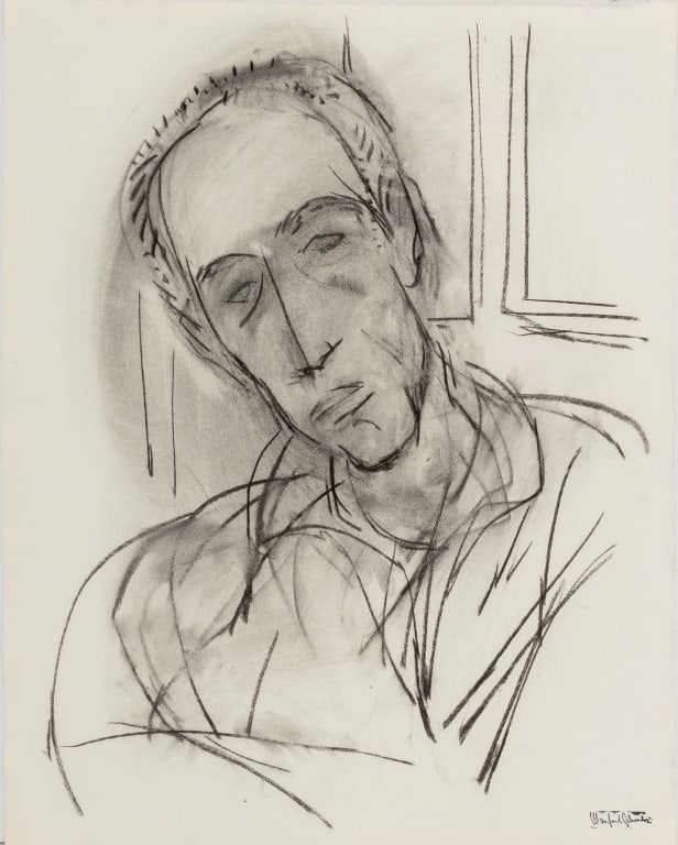 Manfred Schwartz Portrait of Man Charcoal on Paper: Manfred Schwartz (American, born Poland, 1909-1970), Portrait of a Man, Charcoal on Paper, with the artist's signature stamped lower left, unframed. 24" H x 19" W. Provenance: From a 35 East 75th