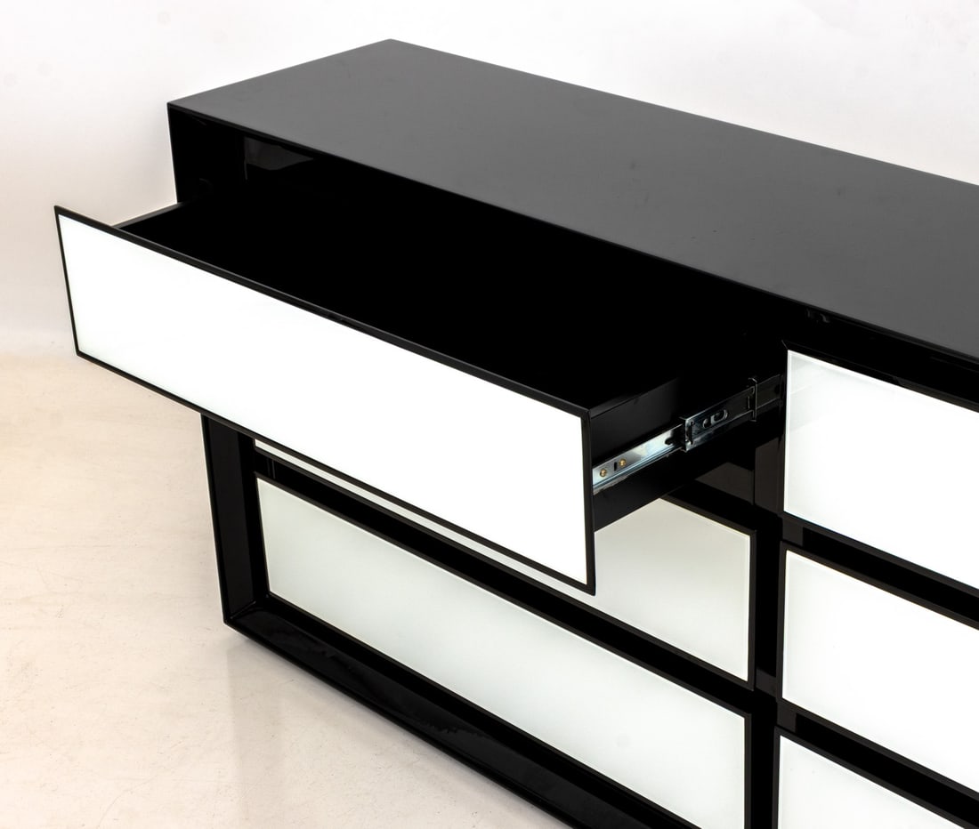 Modern Black and White Lacquered Dresser - 4