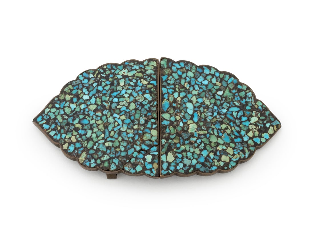 Indian Turquoise Mosaic Belt Buckle, ca. 1930 (1 of 5)