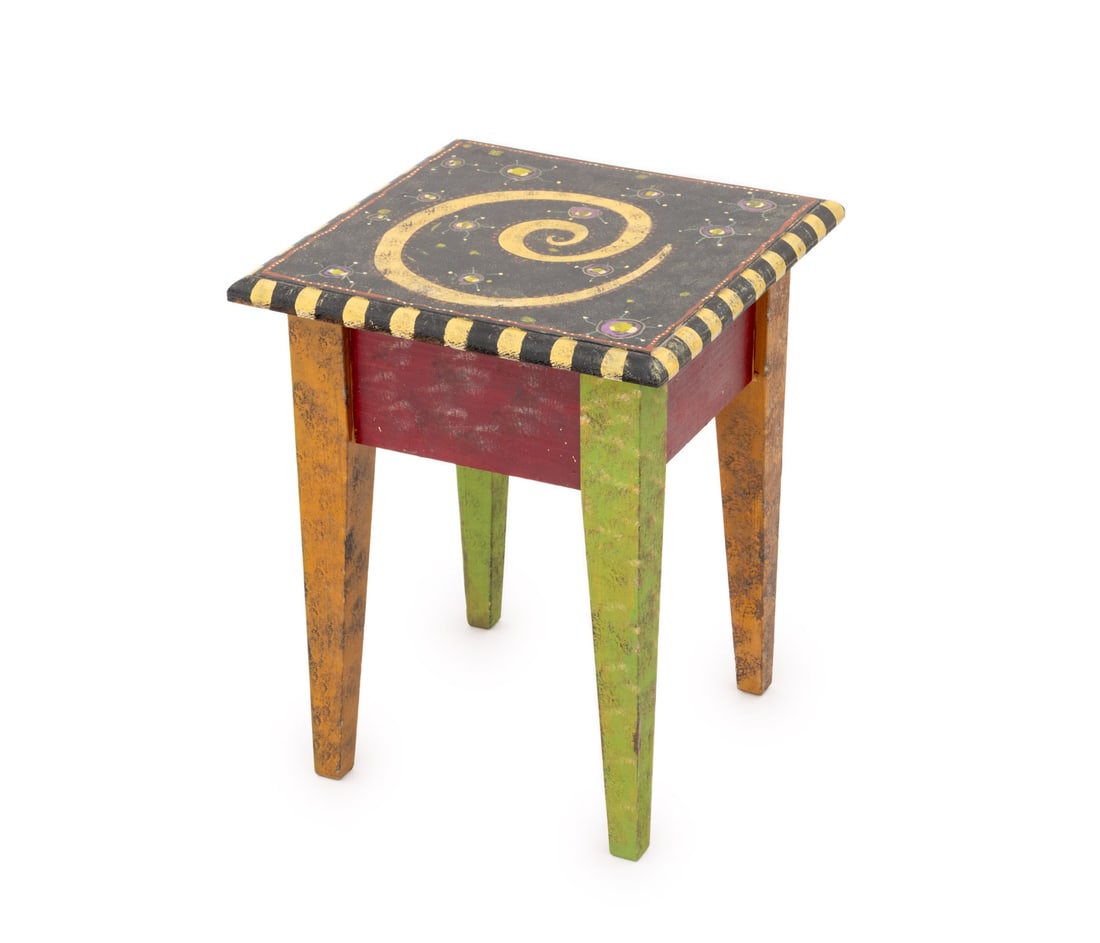 American Folk Art Painted Side Table (1 of 7)