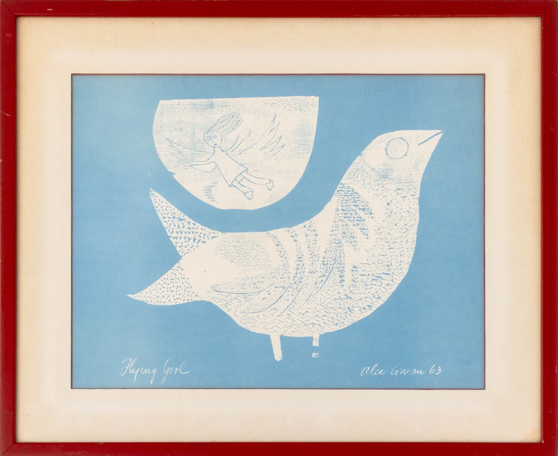 Alec Cowan "Flying Girl" Woodcut, 1963 (1 of 9)