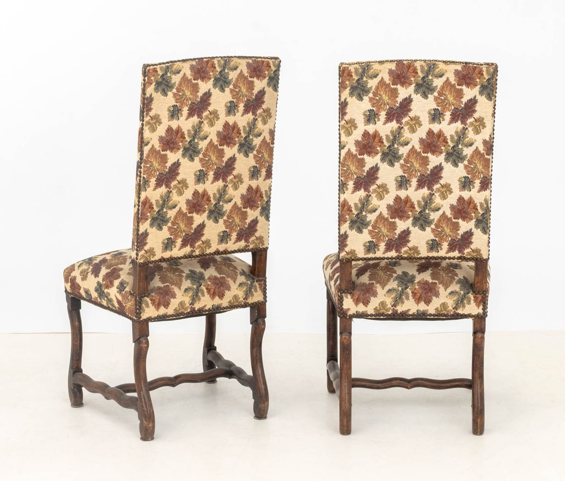 Renaissance Style Upholstered Chairs, Pair - 4