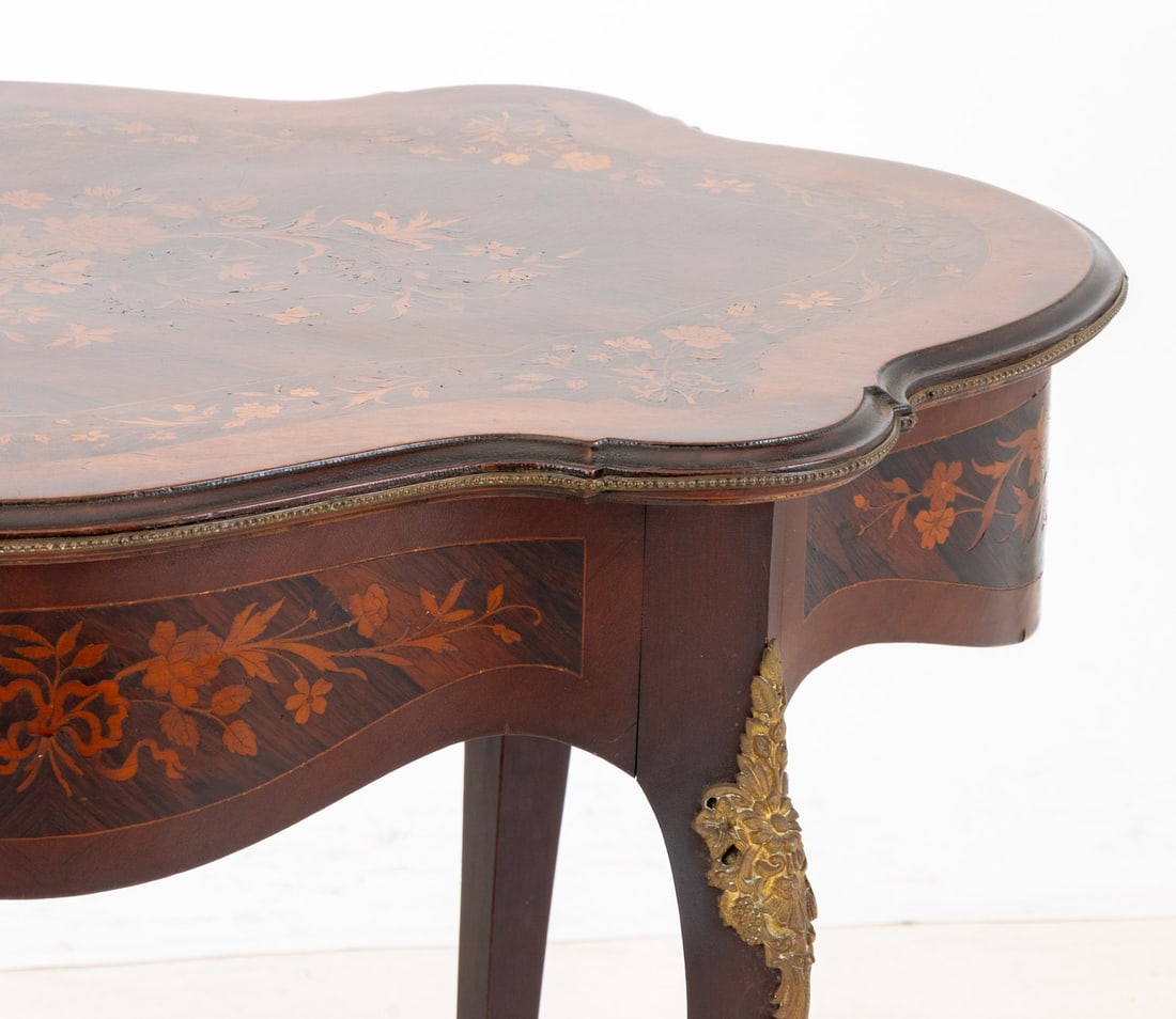 Louis XV Style Marquetry Kingwood Table, 19th C. - 6