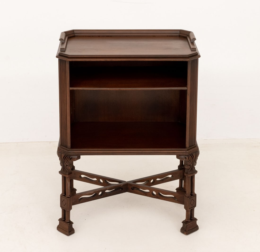 Chippendale Style Walnut Side Table Bookcase - 2