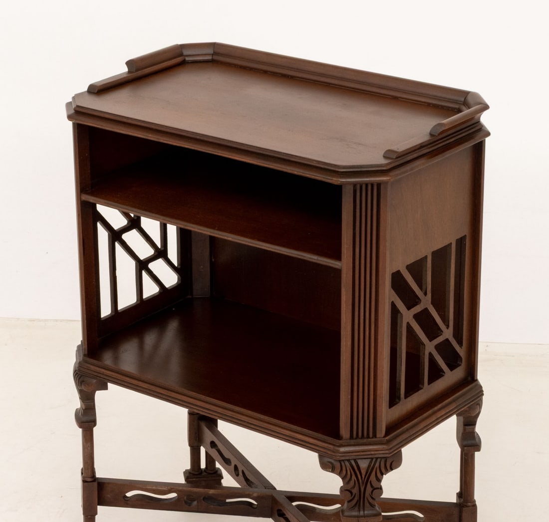 Chippendale Style Walnut Side Table Bookcase - 6