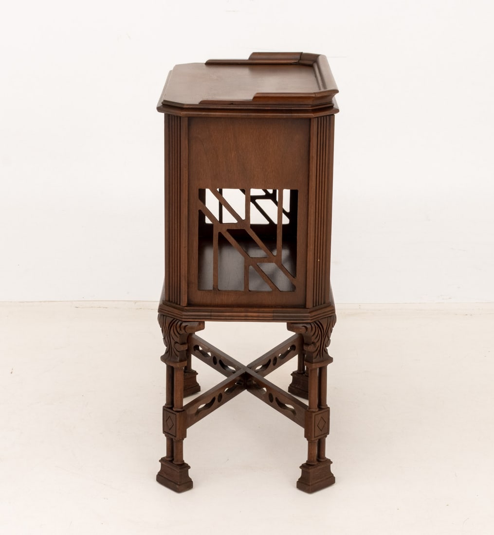 Chippendale Style Walnut Side Table Bookcase - 7