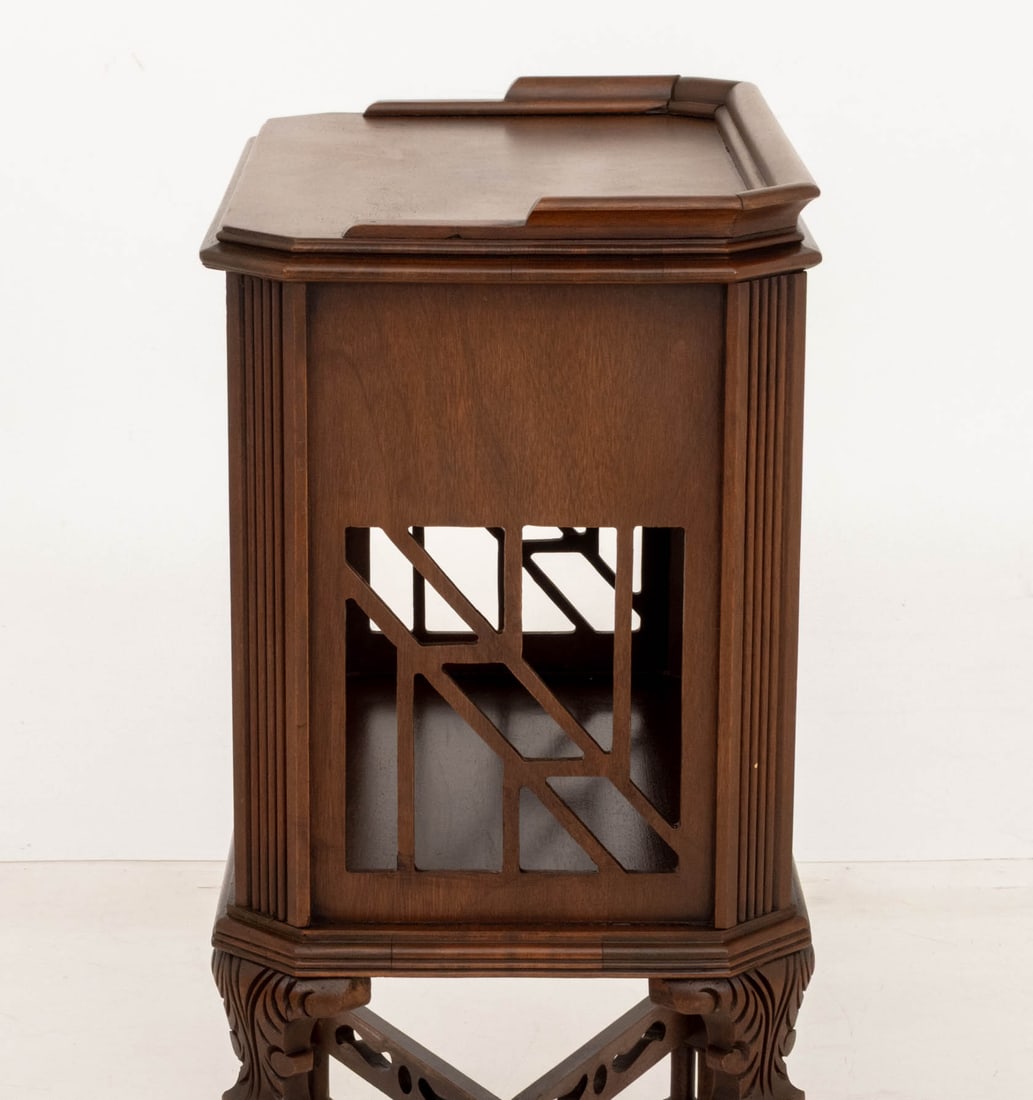 Chippendale Style Walnut Side Table Bookcase - 8