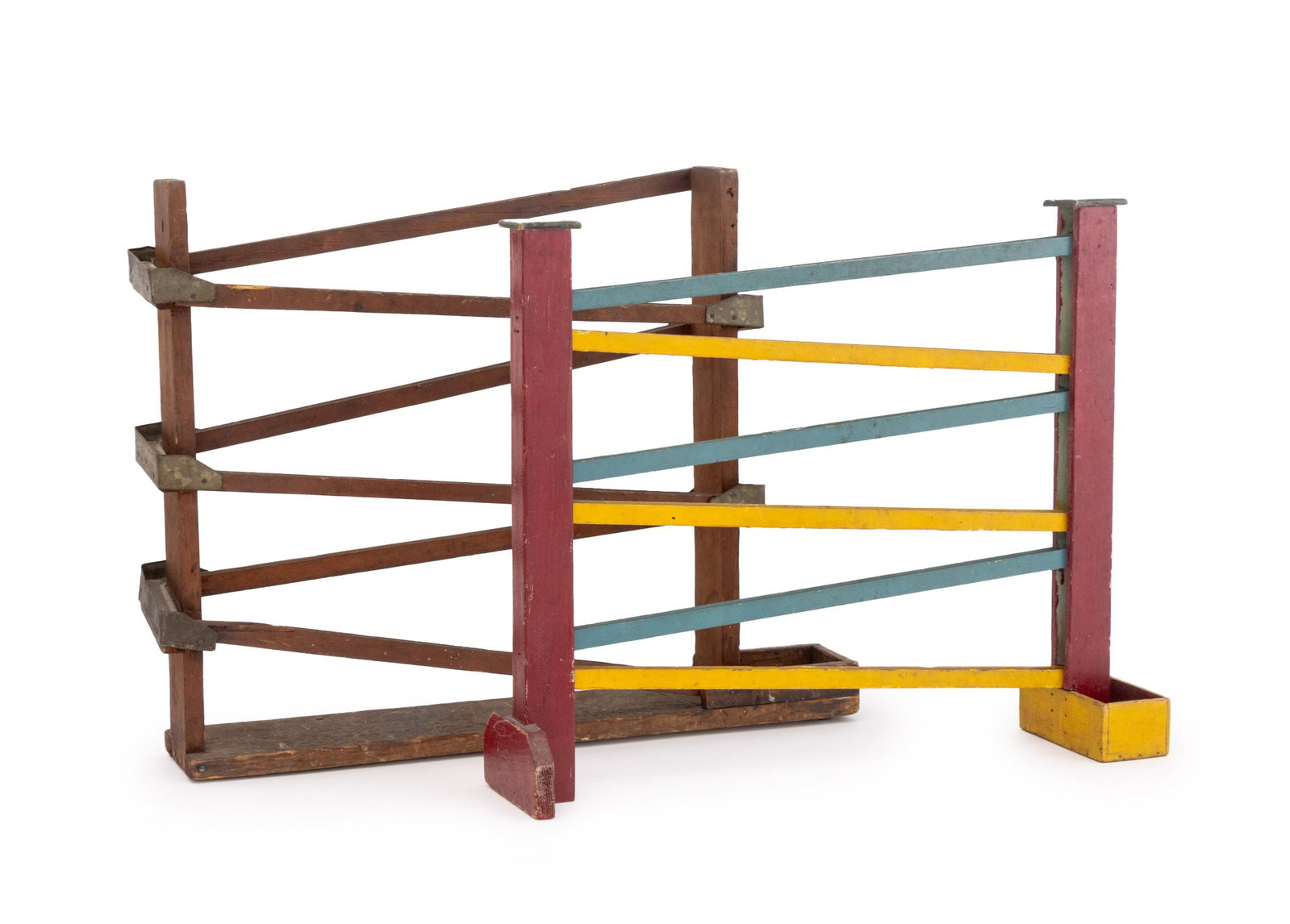 American Wooden Marble Racing Games, 2: Two American Wooden Marble Racing Games, early 20th century, one polychrome painted. Taller: 24" H x 30" W x 4.75" D. Provenance: From a 21 East 87th Street Estate. Keywords: Americana, Woodwork,
